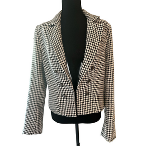 NWT NICOLE MILLER HOUNDSTOOTH BLACK WND WHITE JACKET